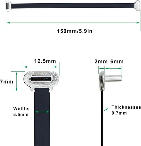 كابل USB C قصير مسطح 90 درجة ثنائي الزاوية USB C ذكر إلى ذكر PD 65 وات سلك بيانات شحن سريع لبنوك الطاقة الهاتف اللوحي (150 مم/5.9 بوصة) in Kuwait