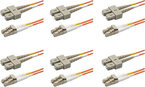 SpeedyFiberTX - 6-Pack 12 Meter Multimode OM1 Duplex SC to LC Fiber Patch Cable, Corning OM1 62.5/125 Optical Fiber, Orange Riser OFNR Cable Jacket in Saudi Arabia