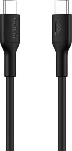 Belkin Eco USB-C to USB-C Cable 6.6ft, 60W - Soft, Braided, Flexible Fast Charging Cable, Type C Charger Cord for iPhone 17, iPhone 16, Galaxy S25, Pixel 9, MacBook, iPad Pro, & More - Sand in Saudi Arabia