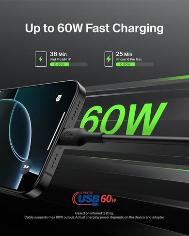Belkin Eco USB-C to USB-C Cable 6.6ft, 60W - Soft, Braided, Flexible Fast Charging Cable, Type C Charger Cord for iPhone 17, iPhone 16, Galaxy S25, Pixel 9, MacBook, iPad Pro, & More - Sand in Saudi Arabia