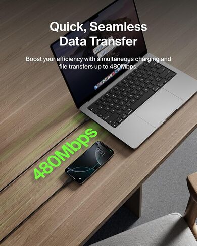 Belkin Eco USB-C to USB-C Cable 6.6ft, 60W - Soft, Braided, Flexible Fast Charging Cable, Type C Charger Cord for iPhone 17, iPhone 16, Galaxy S25, Pixel 9, MacBook, iPad Pro, & More - Sand in Saudi Arabia