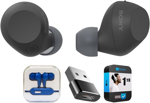 Sony WF-C710NB Truly Wireless Noise Canceling Earbuds Black Bundle with Mizco Travelocity in-Ear Headphone (Colors May Vary), Converter Adapter and 1 YR CPS Enhanced Protection Pack in Saudi Arabia