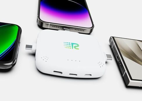 Rush Charge Universe 4 Pack 3 in 1 Portable Charger – 3300 Mah 2.4A High-Speed Fast Charging Compatible with iPhone and Android Lightning, Type C, Micro-USB (Black/White/Purple/Blue) in Kuwait