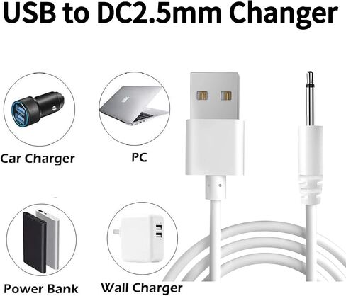 (عبوتان) شاحن مدلك DC 2.5 مم، مجموعة كابل USB بديلة للشحن السريع 2.7 قدم، متوافقة مع أسلاك شاحن USB لأدوات التجميل in Saudi Arabia
