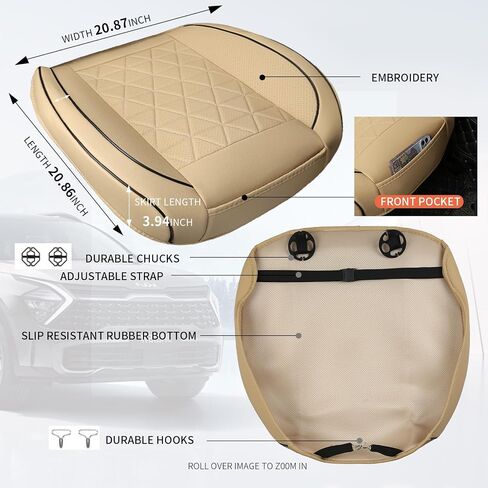 Leather Front Car Seat Cover - Bottom Car Seat Covers Fully Wrapped, Non-Slip, Luxury Appearance and Comfort, Fits Most Vehicles, 1 Pack, Black in Saudi Arabia