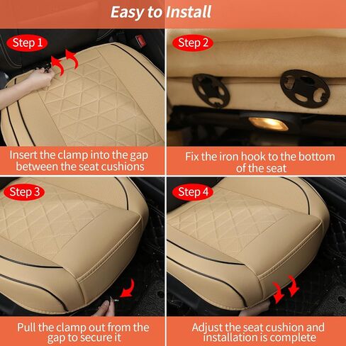 Leather Front Car Seat Cover - Bottom Car Seat Covers Fully Wrapped, Non-Slip, Luxury Appearance and Comfort, Fits Most Vehicles, 1 Pack, Black in Saudi Arabia