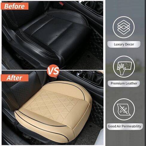 Leather Front Car Seat Cover - Bottom Car Seat Covers Fully Wrapped, Non-Slip, Luxury Appearance and Comfort, Fits Most Vehicles, 1 Pack, Black in Saudi Arabia