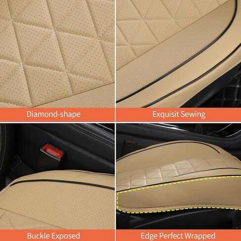 Leather Front Car Seat Cover - Bottom Car Seat Covers Fully Wrapped, Non-Slip, Luxury Appearance and Comfort, Fits Most Vehicles, 1 Pack, Black in Saudi Arabia