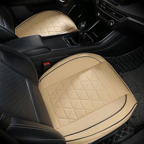 Leather Front Car Seat Cover - Bottom Car Seat Covers Fully Wrapped, Non-Slip, Luxury Appearance and Comfort, Fits Most Vehicles, 1 Pack, Black in Saudi Arabia