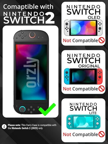 حافظة Orzly متوافقة مع حقيبة حمل واقية لجهاز Nintendo Switch 2 (موديل 2025) مع بطانة للشاشة، وجيوب microSD لبطاقة الألعاب لوحدة التحكم والملحقات، مقاس الشاشة 7.9 بوصة - علبة هدية in Kuwait