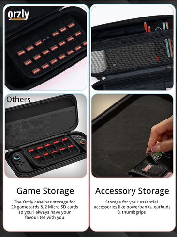 حافظة Orzly متوافقة مع حقيبة حمل واقية لجهاز Nintendo Switch 2 (موديل 2025) مع بطانة للشاشة، وجيوب microSD لبطاقة الألعاب لوحدة التحكم والملحقات، مقاس الشاشة 7.9 بوصة - علبة هدية in Kuwait