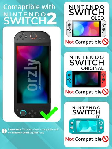 Orzly Case Compatible with Nintendo Switch 2 Protective Carry Case (2025 Model) with Screen Padding, Game Card microSD Pockets for Console and Accessories Screen Size 7.9" - Gift Boxed in Saudi Arabia