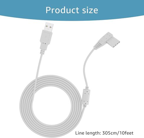 بديل لشاحن مضخة إنفينيتي - كابل طاقة USB بطول 10 أقدام متوافق مع مضخة Moog Zevex Enteralite Infinity (أبيض) in Kuwait