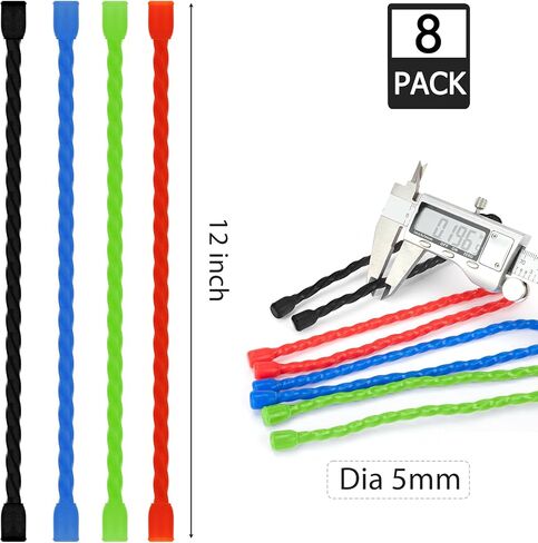 20 pcs silicone twist inials ties cable cable straps steel-core straps لتنظيم التجميع وعقد كل التعادل القابل للانحناء للأغراض للأغراض الخارجية 4 6 12 18 24 بوصة (4 ألوان) in Kuwait