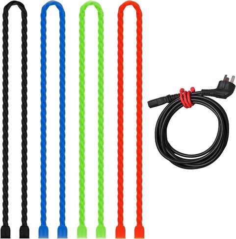 20 pcs silicone twist inials ties cable cable straps steel-core straps لتنظيم التجميع وعقد كل التعادل القابل للانحناء للأغراض للأغراض الخارجية 4 6 12 18 24 بوصة (4 ألوان) in Kuwait