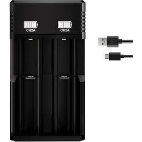 Universal 18650 Battery Charger for 3.7V Lithium ion Rechargeable Batteries 26650 18650 16340 (RCR123) 14500 and 10400 Batteries(2 Slot) in Saudi Arabia