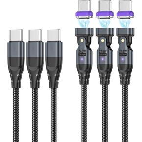 USB C to USB C Magnetic Charging Cable (3 Pack, 1.6ft+3.3ft+6ft) 180 Rotation Magnet Phone Charger 16PIN PD 240W Magnetic USB C Charging Cable Magnet Charger Data Transfer Cord for Type C Device in Saudi Arabia