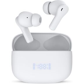 Beleth Earset Pro1 Wireless Earbuds Bluetooth 5.4 Headphones, Dual Connectivity, 50H Playtime, ENC/ANC Noise Cancelling, Deep Bass, LED Display, Wireless Charging Case – White in Saudi Arabia