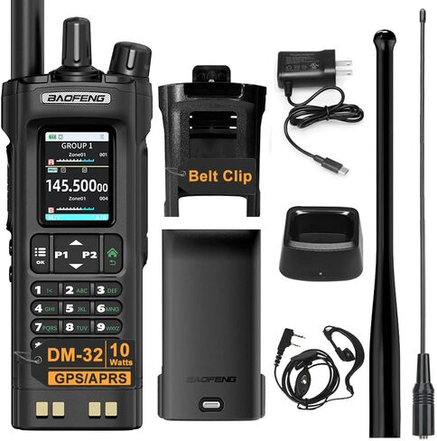 BAOFENG DM32 DM-32UV DM-32 10W Tri-Power DMR Walkie Talkie Digital Mobile Radio Dual-Mode Analog GPS APRS Dual Band Dual Time Slot AM FM Type-C Charging 2 Way Radio for Outdoor Survival Gear (Black) in Saudi Arabia