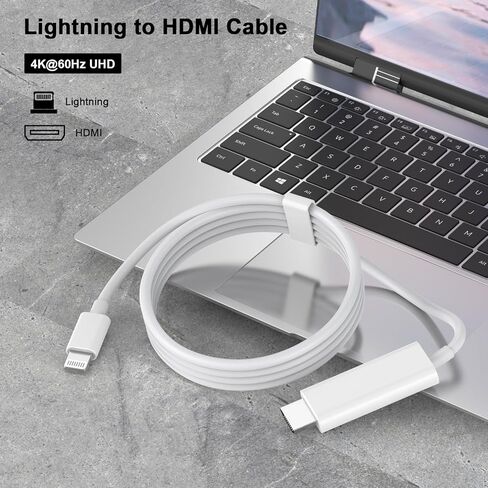 [Apple MFi Certified] Apple Lightning to HDMI Cable Adapter, 1080P Lightning to Digital AV Adapter Sync Screen Connector Compatible for iPhone 14 13 12 11 Pro Max XS XR X 8 to HD TV Projector Monitor in Kuwait