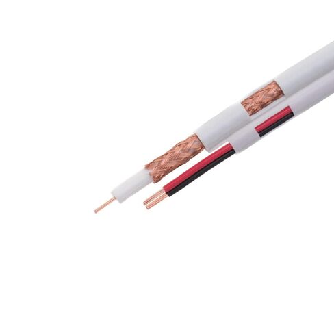 RG59/U كابل سيامي CCTV سلك فيديو 20 مقياس + طاقة 18/2 AWG مع حماية 95%، 250 قدم، أبيض in Kuwait