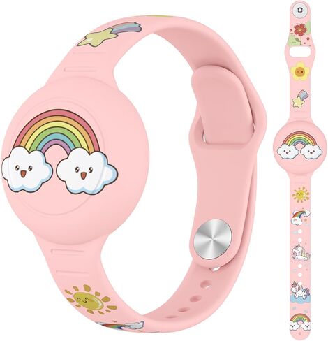 Waterproof AirTag Bracelet for Kids, Cut Cartoon Soft Silicone Airtag Holder for Apple Air Tag, Adjustable Anti Lost Wristband for Child (Deep Blue) in Saudi Arabia