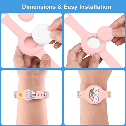 Waterproof AirTag Bracelet for Kids, Cut Cartoon Soft Silicone Airtag Holder for Apple Air Tag, Adjustable Anti Lost Wristband for Child (Deep Blue) in Saudi Arabia