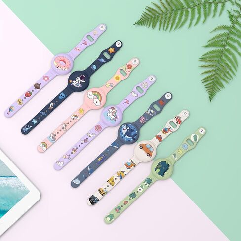 Waterproof AirTag Bracelet for Kids, Cut Cartoon Soft Silicone Airtag Holder for Apple Air Tag, Adjustable Anti Lost Wristband for Child (Deep Blue) in Saudi Arabia