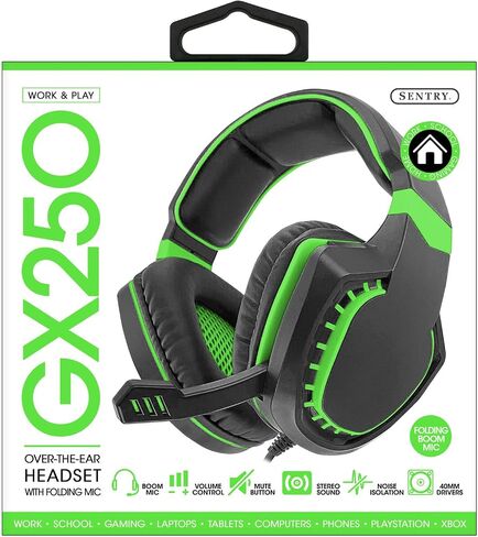 بديل متوافق مع سماعة الألعاب Sentry Pro Series مع ميكروفون قابل للطي، أخضر، HPX-GX250G in Saudi Arabia