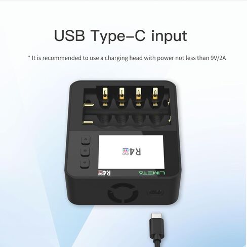 شاحن بطاريات Limeta R4 EVO AA QC/PD 1.5A شحن سريع لبطاريات الليثيوم/NiMH/NiZn/Life القابلة لإعادة الشحن 1.5 فولت 3.7 فولت 1.2 فولت شاحن بطارية ثلاثي A مع تحديث تحليل شاشة LCD in Saudi Arabia