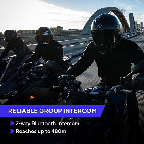 نظام الاتصال الداخلي لخوذة الدراجة النارية EXOCOM LINK-1C - مكبرات صوت رفيعة عالية الدقة 40 مم مع اتصال داخلي بلوتوث + إلغاء الضوضاء، متوافق مع جميع الخوذات، أسود، مجموعة سماعات رأس واحدة in Saudi Arabia