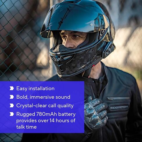 نظام الاتصال الداخلي لخوذة الدراجة النارية EXOCOM LINK-1C - مكبرات صوت رفيعة عالية الدقة 40 مم مع اتصال داخلي بلوتوث + إلغاء الضوضاء، متوافق مع جميع الخوذات، أسود، مجموعة سماعات رأس واحدة in Saudi Arabia