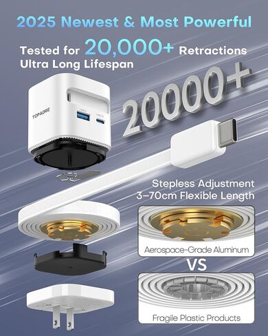 65W Retractable Charger for Apple Watch, 4-in-1 PD USB C Charger Block GaN Foldable Plug Fast Charging for Apple Watch Series 11/10/9/8/Ultra/SE, for MacBook Pro/Air, iPhone 17/16 Pro, iPad, Galaxy in Kuwait