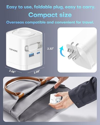 65W Retractable Charger for Apple Watch, 4-in-1 PD USB C Charger Block GaN Foldable Plug Fast Charging for Apple Watch Series 11/10/9/8/Ultra/SE, for MacBook Pro/Air, iPhone 17/16 Pro, iPad, Galaxy in Kuwait