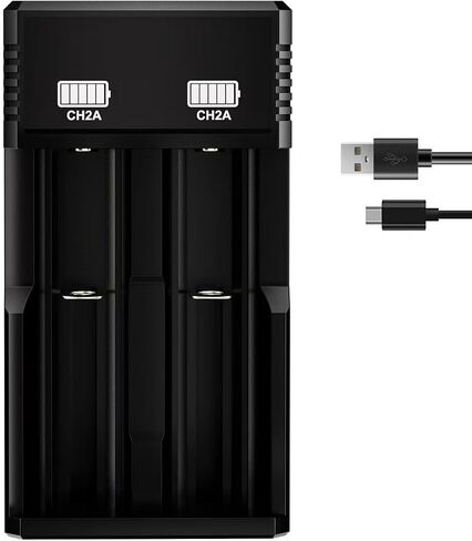 Universal 18650 Battery Charger for 3.7V Lithium ion Rechargeable Batteries 26650 18650 16340 (RCR123) 14500 and 10400 Batteries(2 Slot) in Saudi Arabia