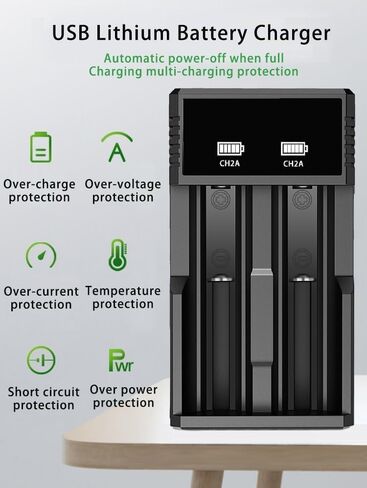 Universal 18650 Battery Charger for 3.7V Lithium ion Rechargeable Batteries 26650 18650 16340 (RCR123) 14500 and 10400 Batteries(2 Slot) in Saudi Arabia