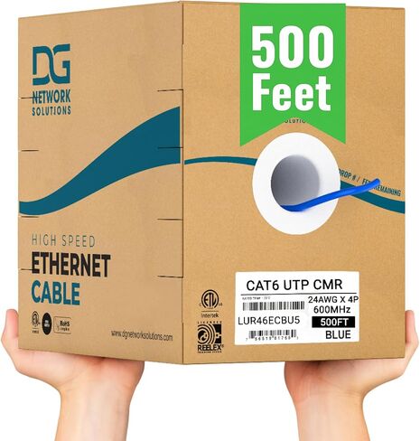 DG Cat6e Riser (CMR), 1000ft, UTP 24AWG, Solid Bare Copper, 600MHz, ETL Listed, Bulk Ethernet Cable, White in Saudi Arabia