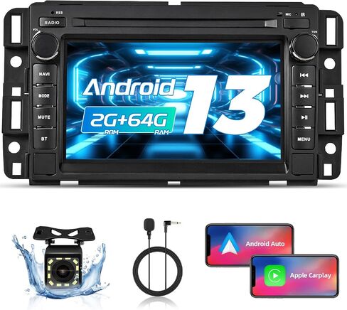 7 بوصة IPS تعمل باللمس مزدوج الدين راديو ستيريو للسيارة CarPlay Android Auto لسيارة Chevy Silverado 2007-2014 Tahoe Suburban GMC Sierra Yukon، كاميرا احتياطية عالية الدقة متضمنة، Android 13 2+64GB بلوتوث in Saudi Arabia