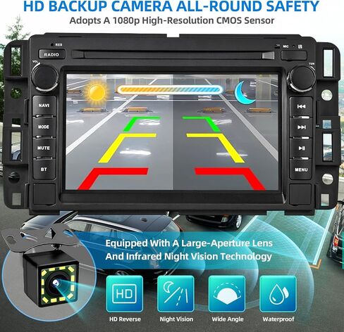 7 بوصة IPS تعمل باللمس مزدوج الدين راديو ستيريو للسيارة CarPlay Android Auto لسيارة Chevy Silverado 2007-2014 Tahoe Suburban GMC Sierra Yukon، كاميرا احتياطية عالية الدقة متضمنة، Android 13 2+64GB بلوتوث in Saudi Arabia