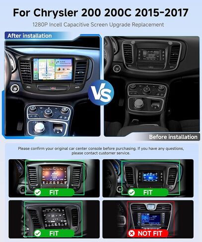ستيريو سيارة أندرويد 4G+128G لسيارة Chrysler 200 200C 2015 2016 2017 مع DSP/Wireless Carplay/Android Auto، Sellrich 9 بوصة 1280 * 720 شاشة لمس داخلية وراديو بلوتوث 5.0 FM/RDS SWC كاميرا احتياطية in Kuwait