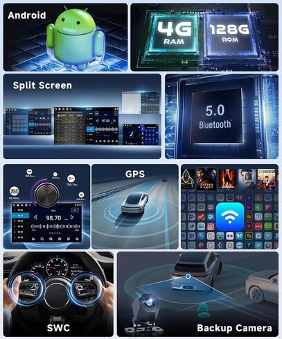 ستيريو سيارة أندرويد 4G+128G لسيارة Chrysler 200 200C 2015 2016 2017 مع DSP/Wireless Carplay/Android Auto، Sellrich 9 بوصة 1280 * 720 شاشة لمس داخلية وراديو بلوتوث 5.0 FM/RDS SWC كاميرا احتياطية in Kuwait