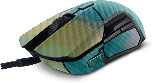 MightySkins Carbon Fiber Skin Compatible with SteelSeries Rival 5 Gaming Mouse - Watercolor Blue | Protective, Durable Textured Carbon Fiber Finish | Easy to Apply and Change Styles | Made in The USA in Saudi Arabia