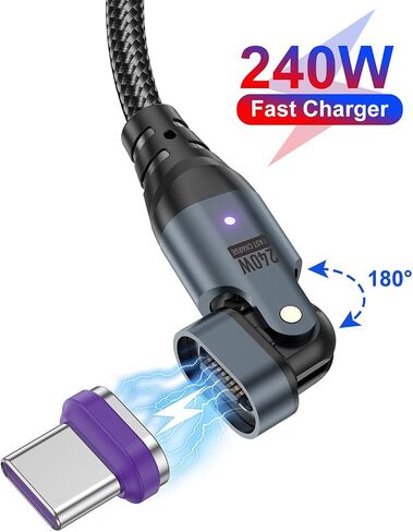 USB C to USB C Magnetic Charging Cable (3 Pack, 1.6ft+3.3ft+6ft) 180 Rotation Magnet Phone Charger 16PIN PD 240W Magnetic USB C Charging Cable Magnet Charger Data Transfer Cord for Type C Device in Saudi Arabia
