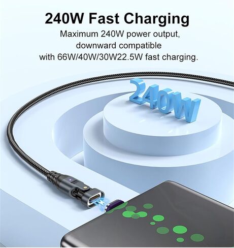 USB C to USB C Magnetic Charging Cable (3 Pack, 1.6ft+3.3ft+6ft) 180 Rotation Magnet Phone Charger 16PIN PD 240W Magnetic USB C Charging Cable Magnet Charger Data Transfer Cord for Type C Device in Saudi Arabia