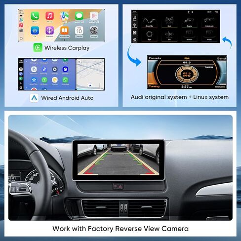 شاشة لمس 10.25 بوصة للوسائط المتعددة Audi Q5 (2009-2017) CarPlay Android Auto Upgrade Factory راديو السيارة يحتفظ بنظام الاستريو الأصلي (Linux Q5 Multimedia) in Kuwait