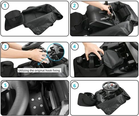 حقيبة تخزين ملحقات الألعاب لجهاز Logitech G29، عجلة قيادة السباق + دواسة الفرامل + حقيبة تخزين محمولة لنقل الحركة باللون الأسود in Kuwait