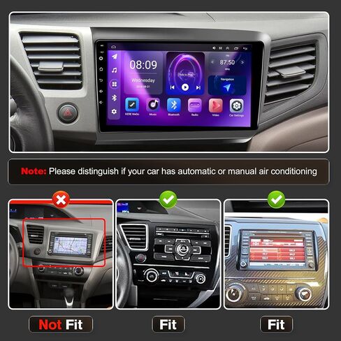 [4+64G] ستيريو سيارة Android 13 مع Apple Carplay اللاسلكي وAndroid Auto لسيارة Honda Civic 2012-2015 9 بوصات ترقية راديو بشاشة تعمل باللمس مع كاميرا AHD، ملاحة GPS، أدوات التحكم في عجلة القيادة، WiFi، FM، بلوتوث in Saudi Arabia