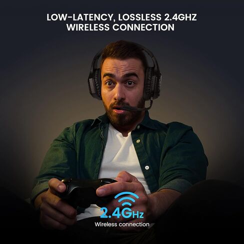 EKSA Wireless Gaming Headset for PS4 PS5 PC, 7.1 Surround Sound Headset with Mic ENC & RGB Light, 36 Hour Battery, 2.4G USB Gaming Headphones for Computer, Laptop, 3.5mm Jack in Saudi Arabia
