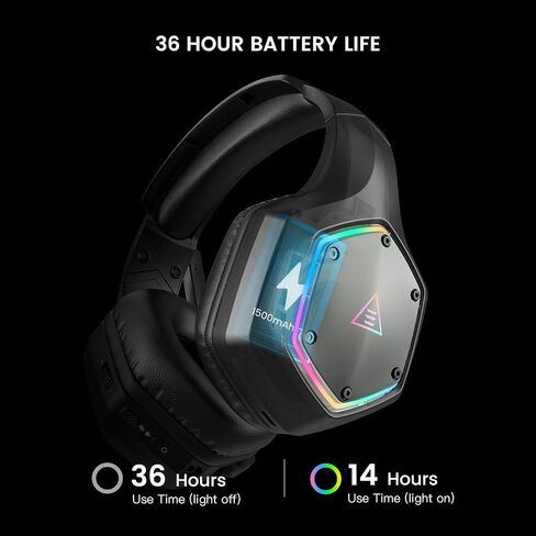 EKSA Wireless Gaming Headset for PS4 PS5 PC, 7.1 Surround Sound Headset with Mic ENC & RGB Light, 36 Hour Battery, 2.4G USB Gaming Headphones for Computer, Laptop, 3.5mm Jack in Saudi Arabia