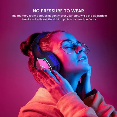 EKSA Wireless Gaming Headset for PS4 PS5 PC, 7.1 Surround Sound Headset with Mic ENC & RGB Light, 36 Hour Battery, 2.4G USB Gaming Headphones for Computer, Laptop, 3.5mm Jack in Saudi Arabia
